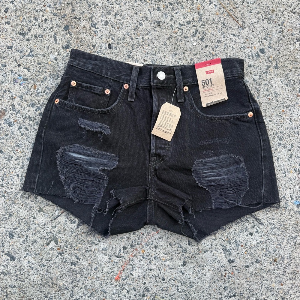 Levi's Women's Distressed Black Jean Shorts